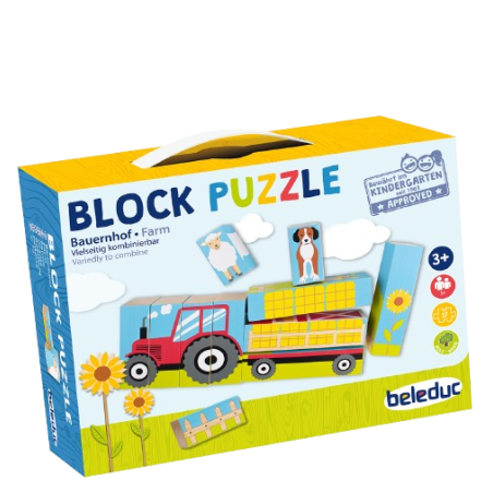 La scatola del puzzle a blocchi di una fattoria della Belduc