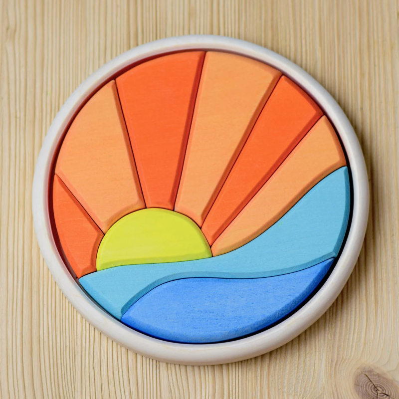L'immagine del mare e del sole che puoi formare con il puzzle rotondo della BumbuToys