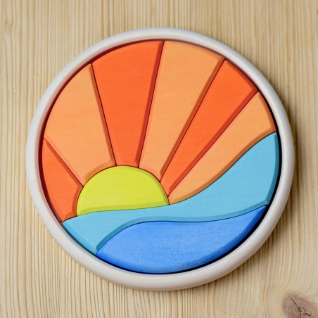 L'immagine del mare e del sole che puoi formare con il puzzle rotondo della BumbuToys