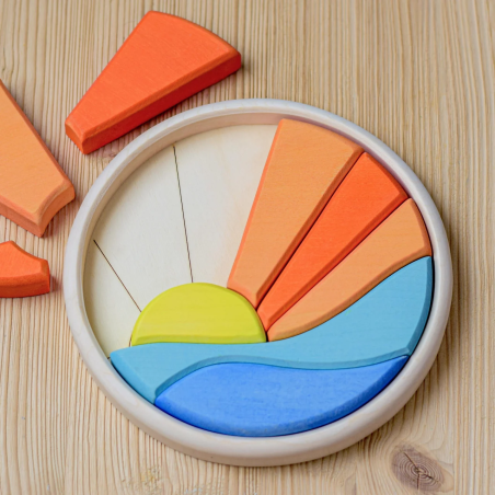 9 pezzi colorati per creare il puzzle rotondo mare e sole della BumbuToys 9 pezzi colorati per creare il puzzle rotondo mare e sole della BumbuToys