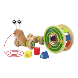 Il guscio della Lumaca da tirare di Hape è removibile e un gioco di apprendimento Il guscio della Lumaca da tirare di Hape è removibile e un gioco di apprendimento