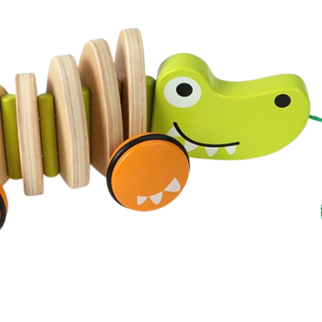Il Coccodrillo da tirare di Hape ha un comodo e resistente filo da tirare Il Coccodrillo da tirare di Hape ha un comodo e resistente filo da tirare