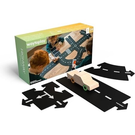 Scatola e contenuto della pista Highway da 24 pezzi con macchinina inclusa di Waytolplay