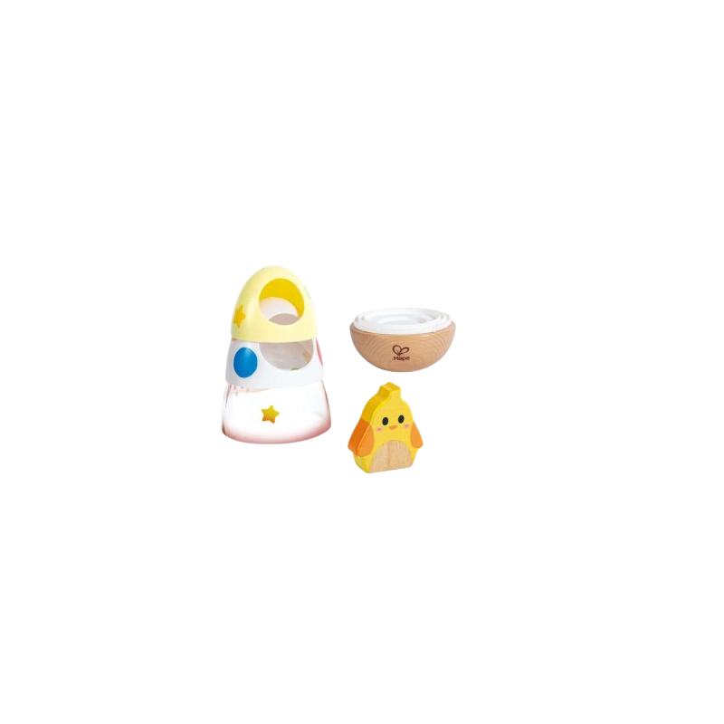 Un pulcino divertente e colorato della Hape da impilare e ricostruire