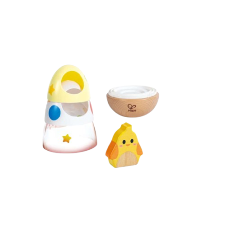 Un pulcino divertente e colorato della Hape da impilare e ricostruire