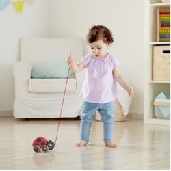 La Coccinella trainabile di Hape aiuta il bambino a mantenere l'equilibrio in piedi mentre gioca La Coccinella trainabile di Hape aiuta il bambino a mantenere l'equilibrio in piedi mentre gioca