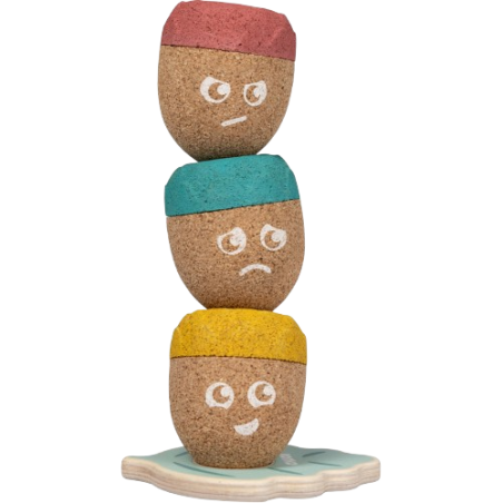 Ghiande in sughero impilabili di Korko con espressioni facciali