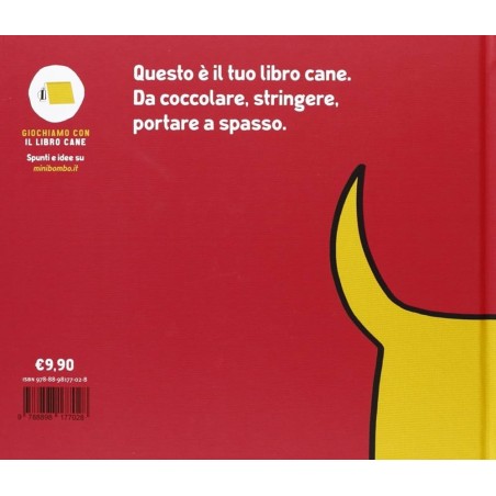 Il retro de del Il libro cane di Minibombo con la coda in primo piano Il retro de del Il libro cane di Minibombo con la coda in primo piano