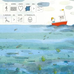 Jonas adora il mare, il profumo e la tranquillità nel libro Ti voglio bene Blu di Officina Babùk