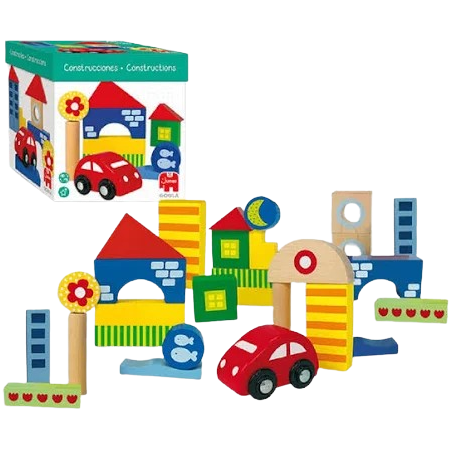 Set di costruzioni in legno con macchinina di Goula