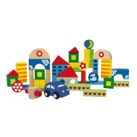 Set di costruzioni in legno con macchinina di Goula